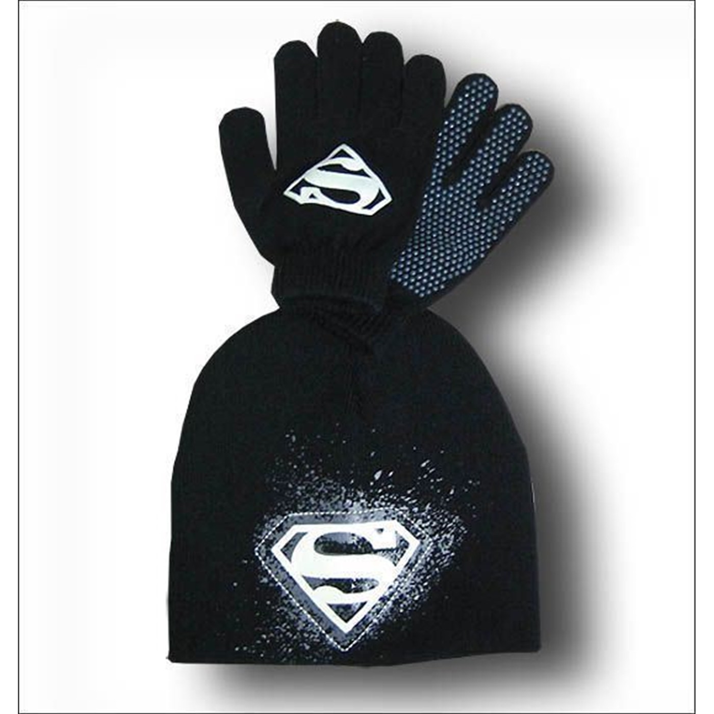 Superman Glow in the Dark Gloves and Beanie