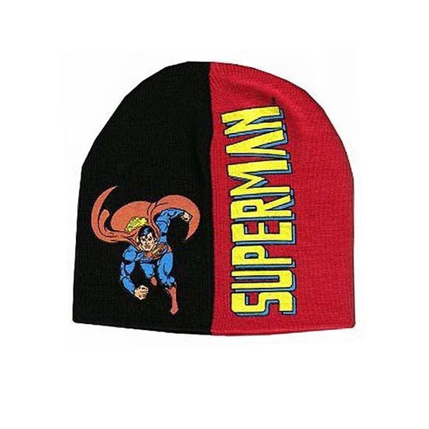 Superman Kids Black and Red Beanie, Red