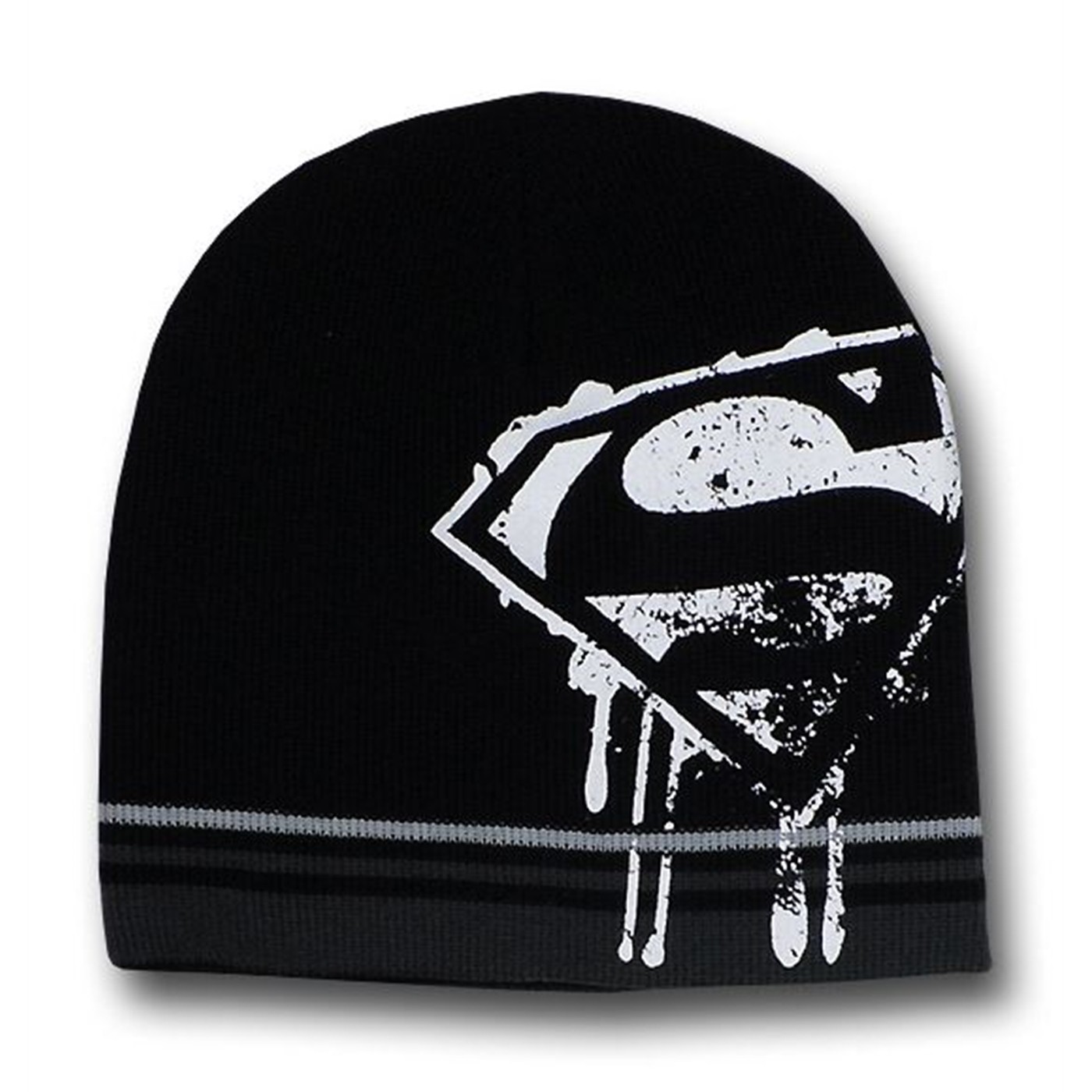 Superman Drip Symbol Black Beanie, Black