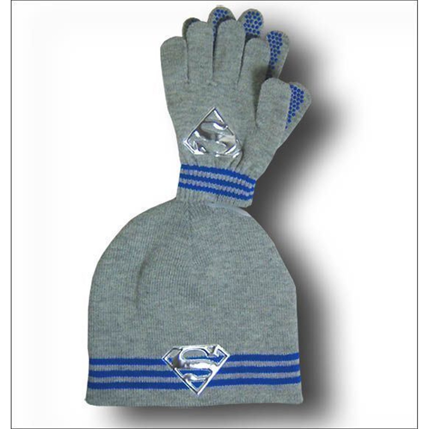 Superman Gray Gloves And Beanie Set