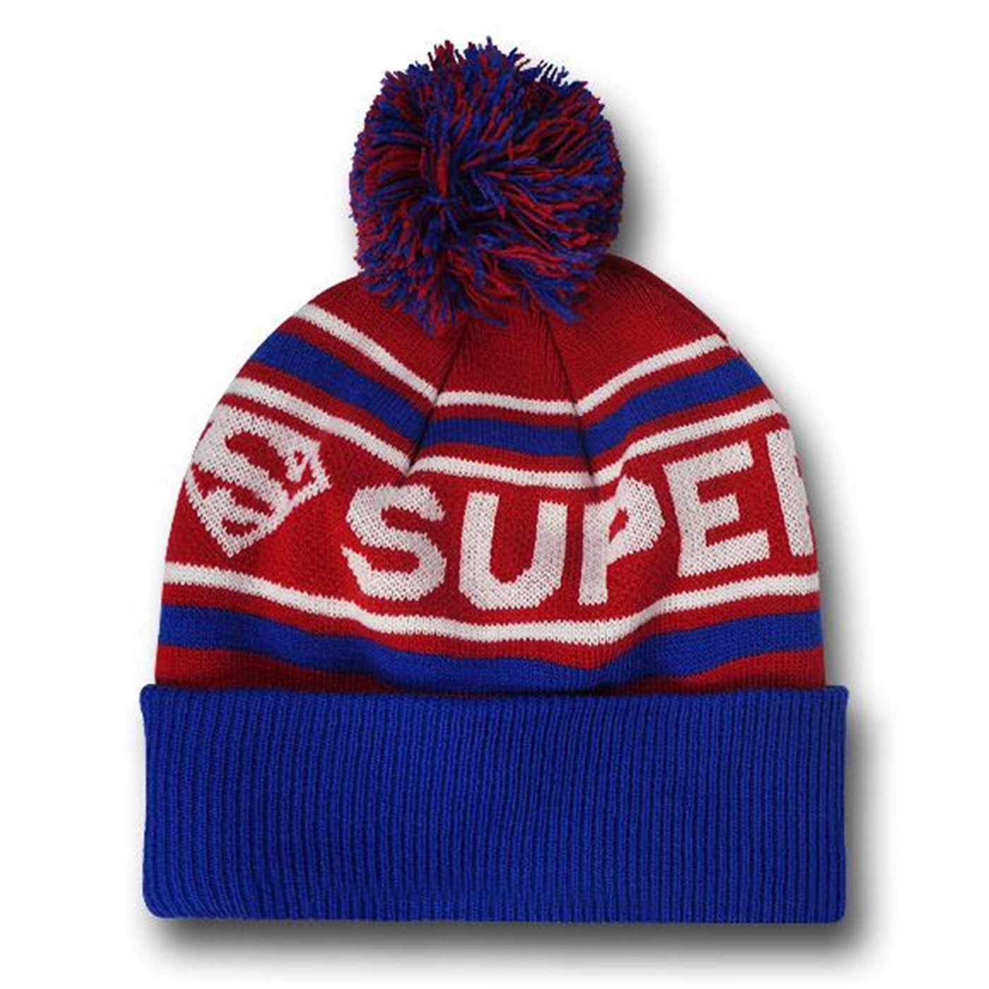 Superman Pom Pom Knit Beanie