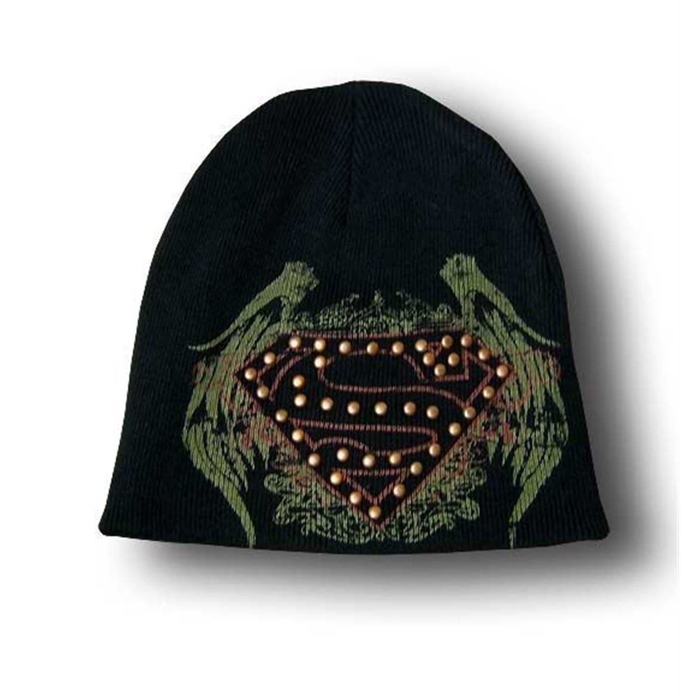 Superman Studded Symbol Beanie, Black
