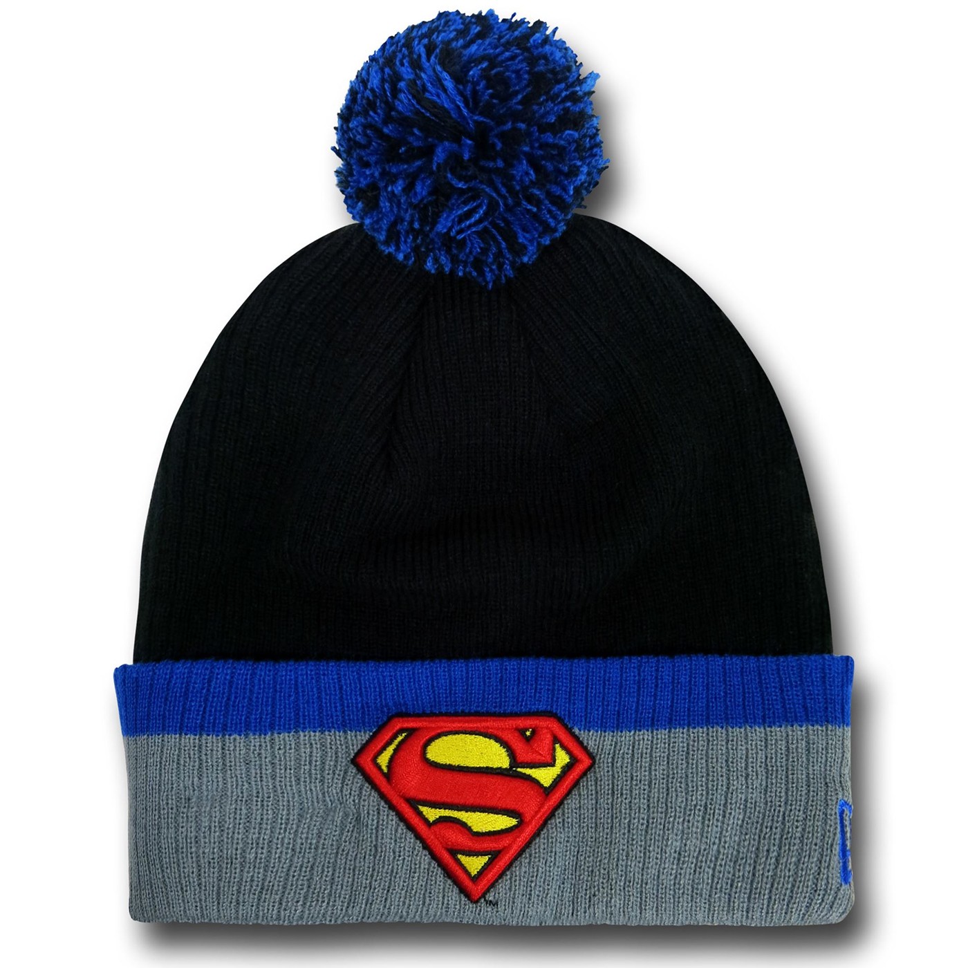 Superman Symbol Cuff Popper Beanie, Black