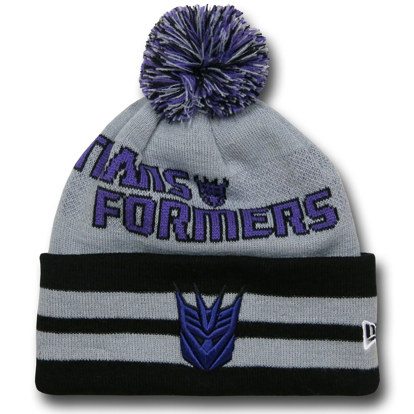 Transformers Decepticon Wide Point Knit Beanie, Grey