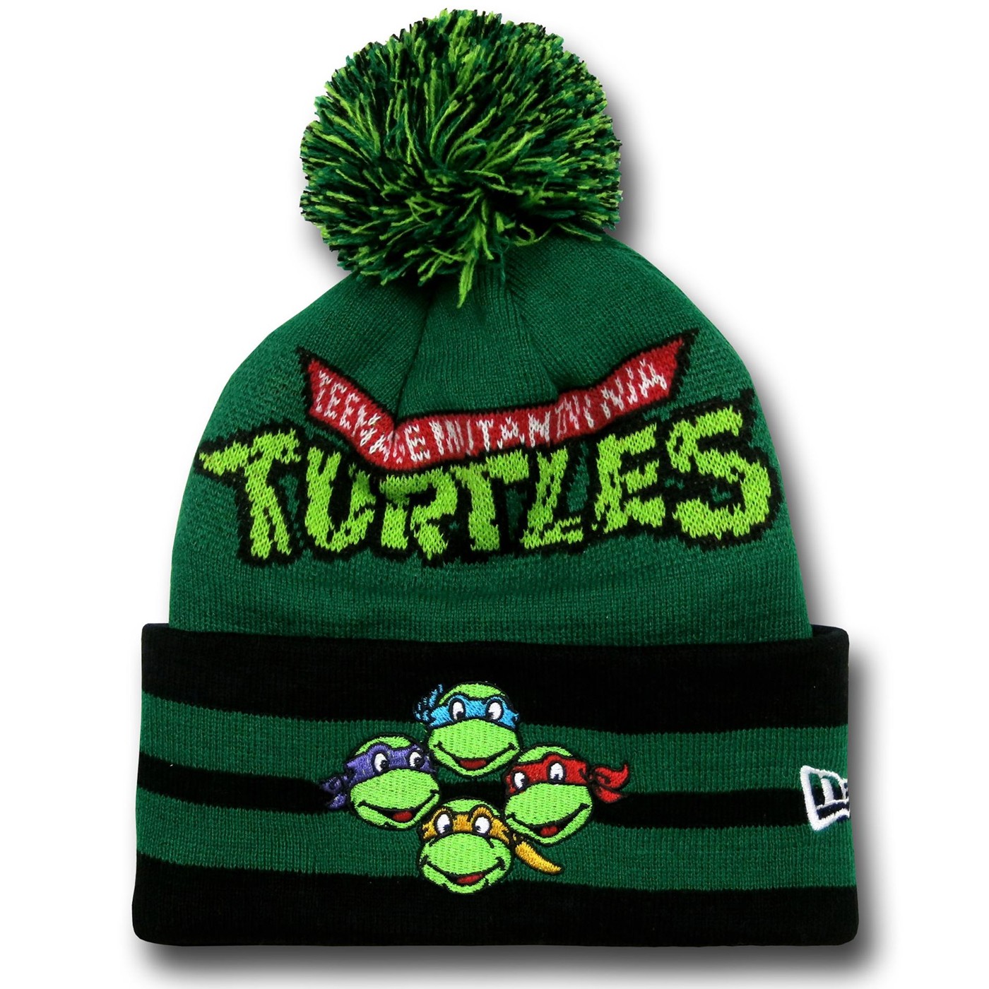TMNT Logo Wide Point Knit Beanie, Green