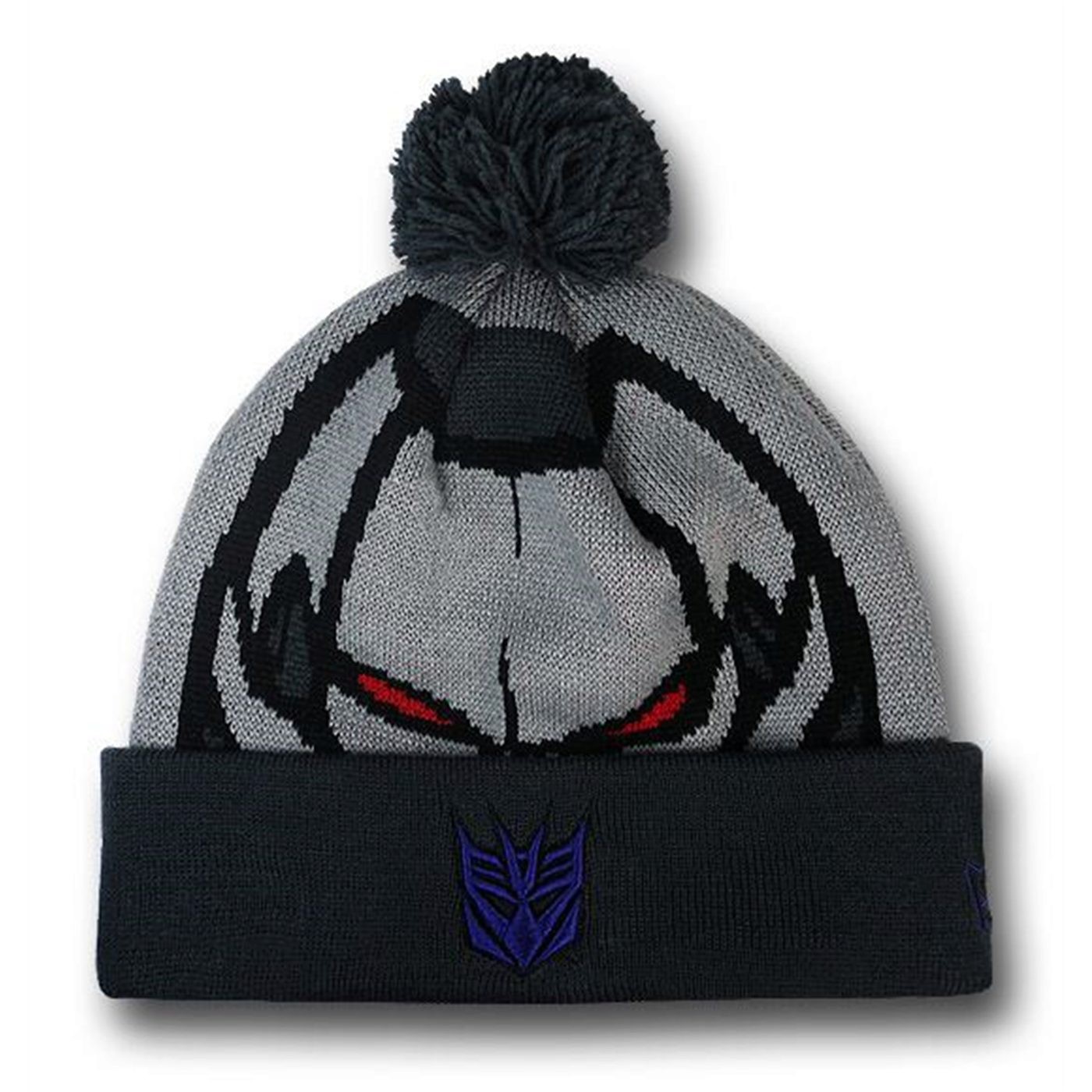 Megatron Face Pom Pom Beanie, Grey