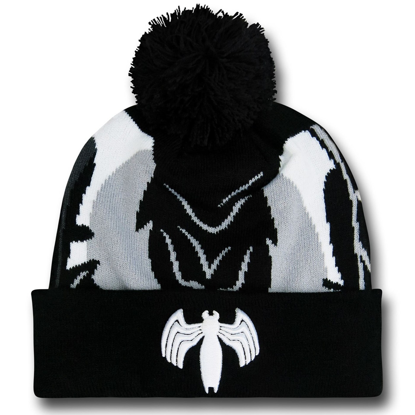 Venom Big Face Pom Pom Beanie, Black