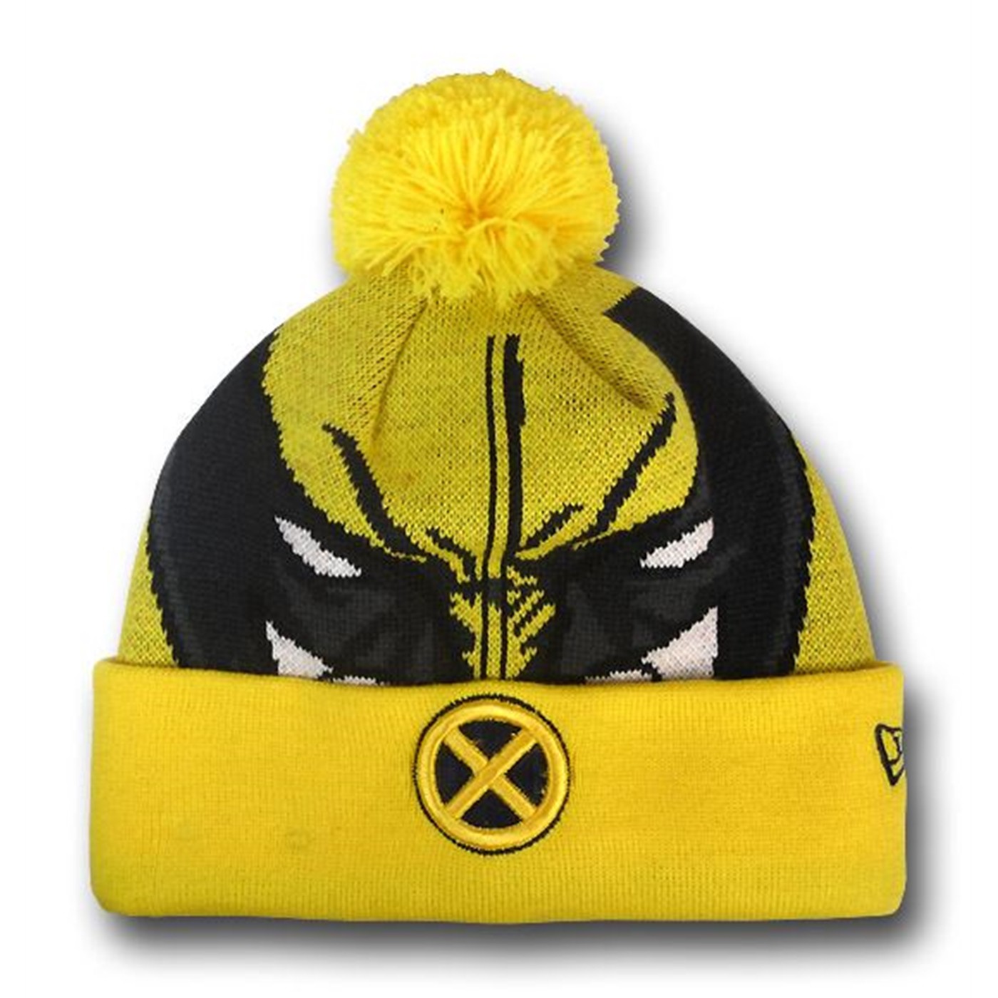 Wolverine Face Pom Pom Beanie, Yellow