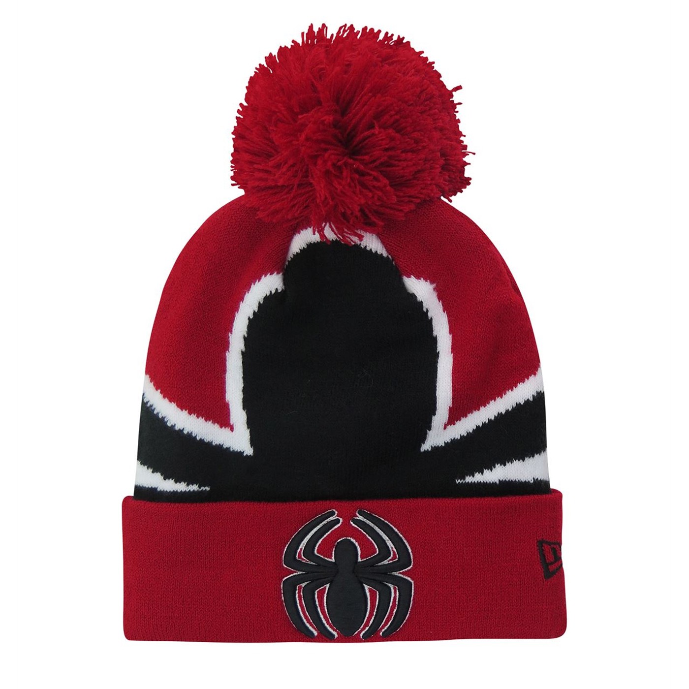Spider-Man Big Symbol Kids Pom Pom Youth Beanie, Red