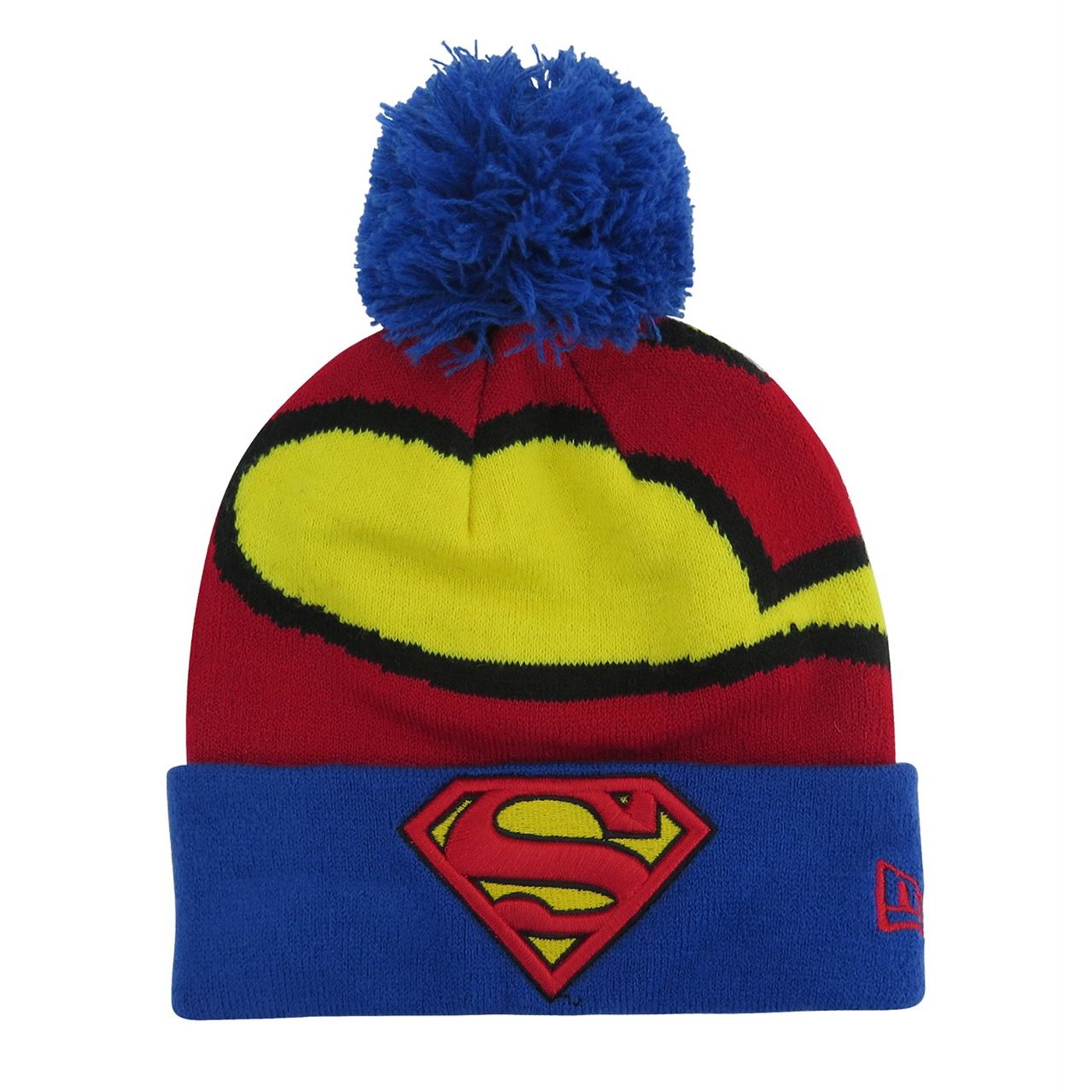 Superman Big Symbol Kids Pom Pom Youth Beanie, Red