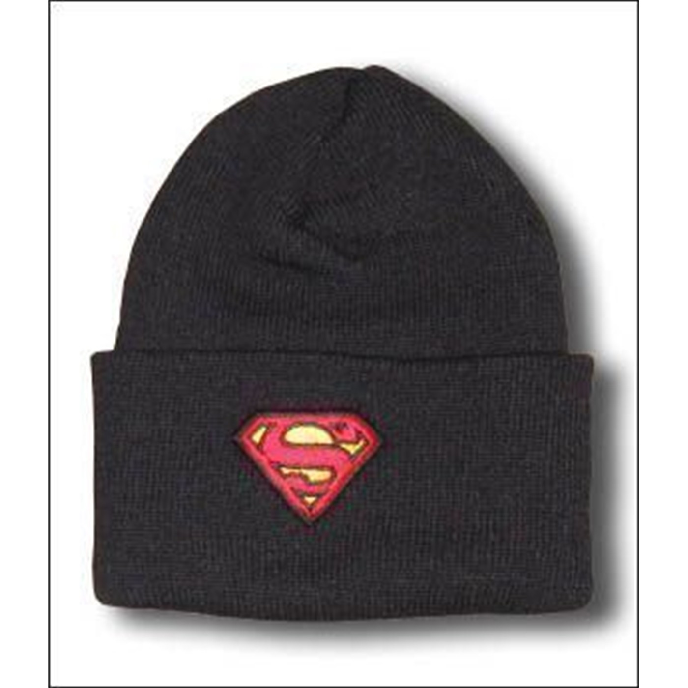 Superman Fold Over Black Beanie