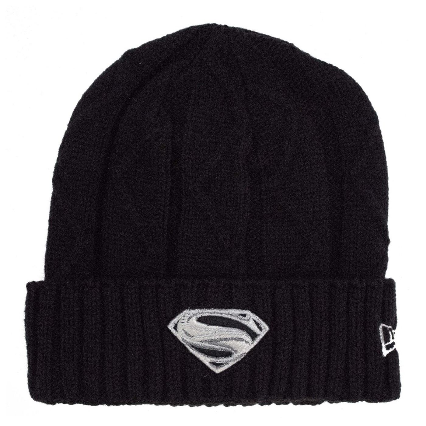 Superman Krypton Weave Silver Symbol Unisex Knit Beanie, Black