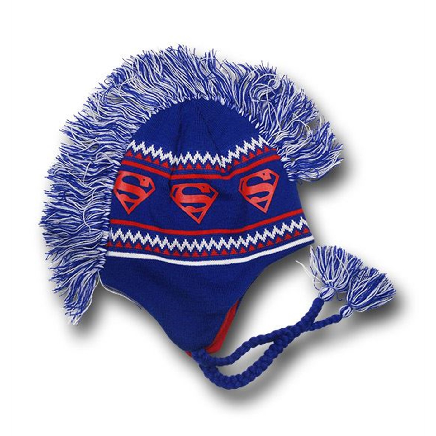 Superman Mohawk Peruvian Intarsia Hat, Blue
