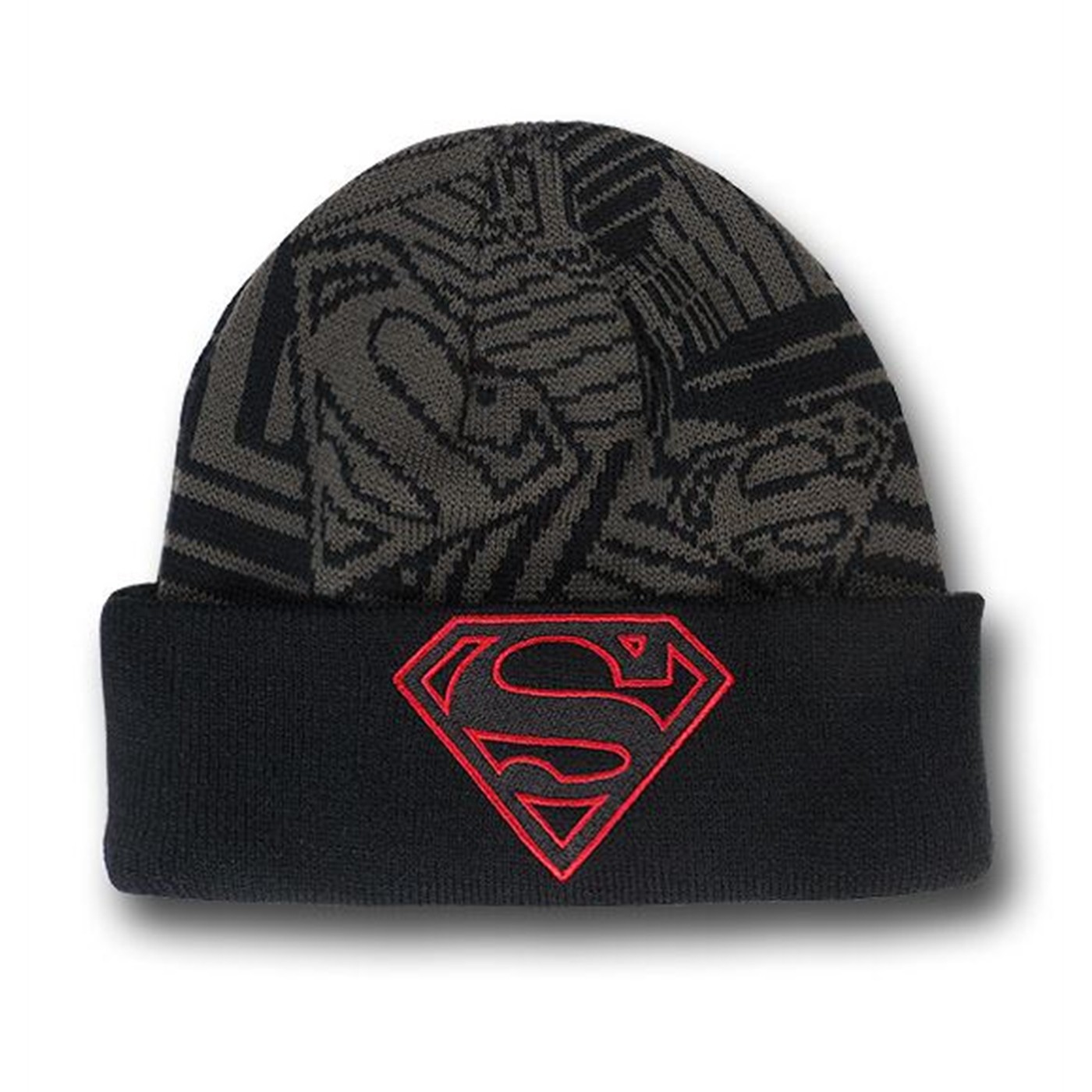 Superman Symbols Black Roll Beanie, Black