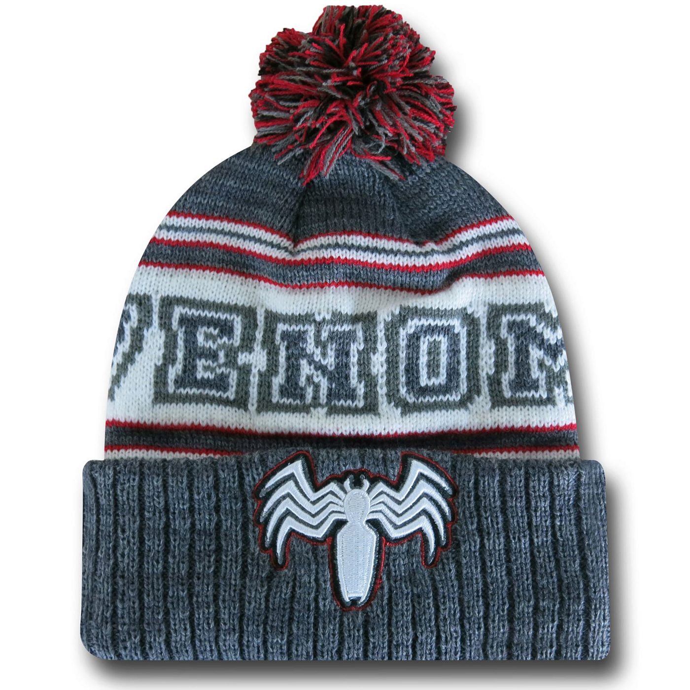 Venom Cuff Pom Pom Beanie, Black