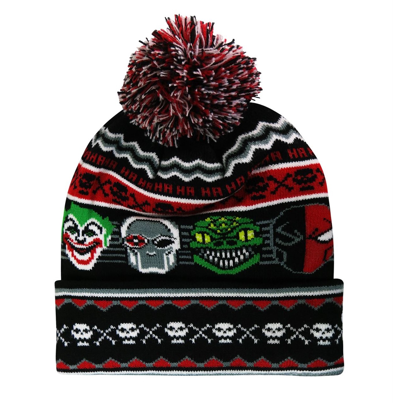 DC Villians Cuff Pom Pom Beanie, Black