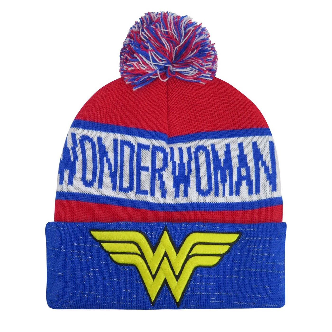 Wonder Woman Symbol Reflective Cuff Beanie, Blue