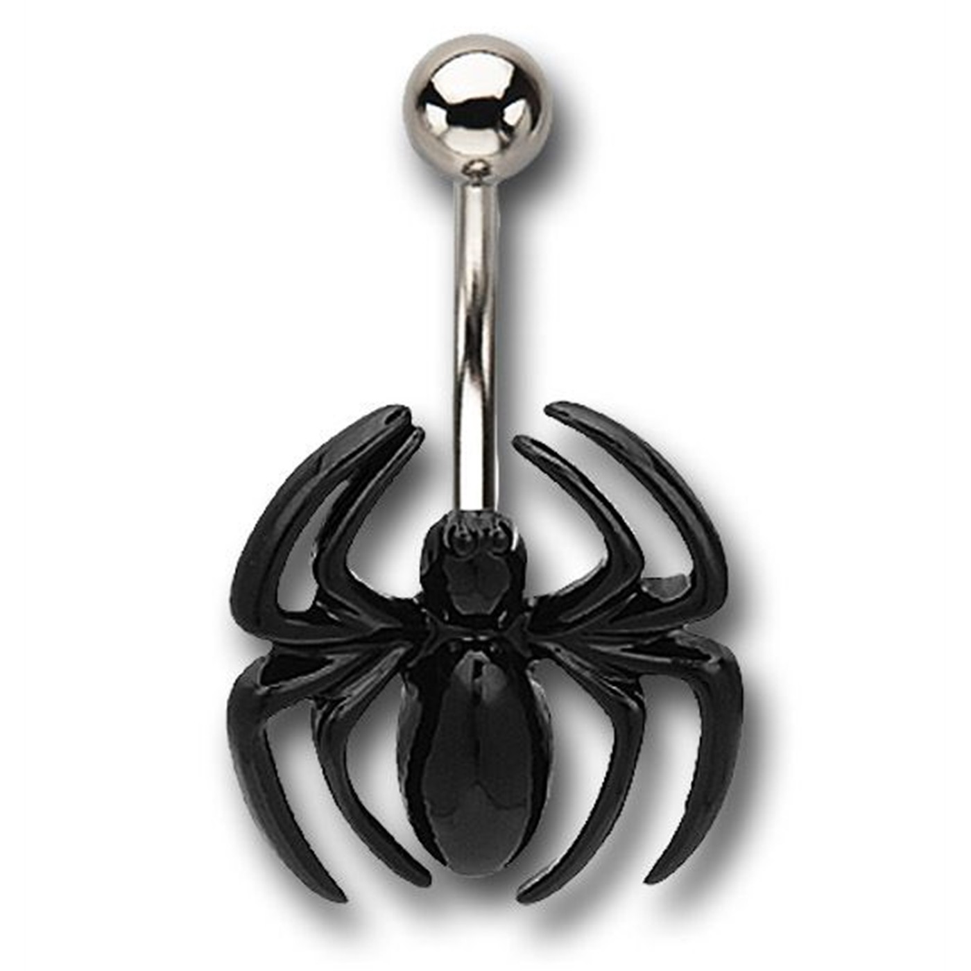 Spiderman Black Spider 316L Surgical Steel Belly Ring, Black