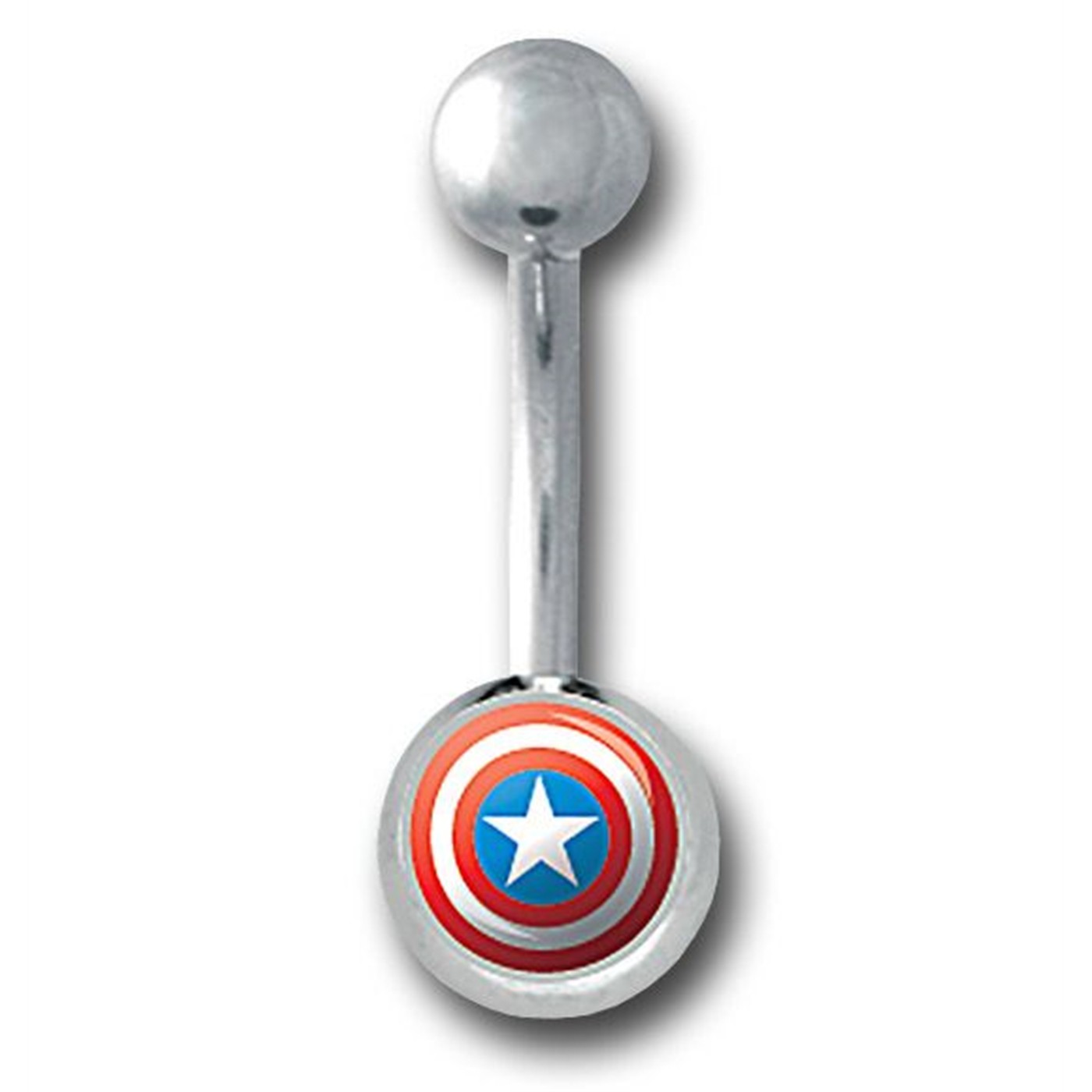 Captain America 316L Surgical Steel 14G Belly Ring, Grey