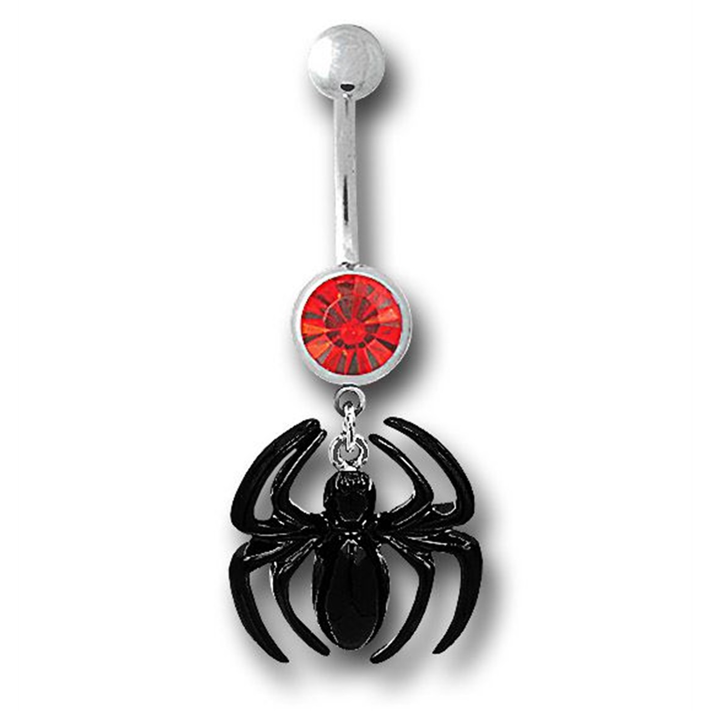 Spiderman 316L Surgical Steel Cubic Zirconia Belly Ring, Black