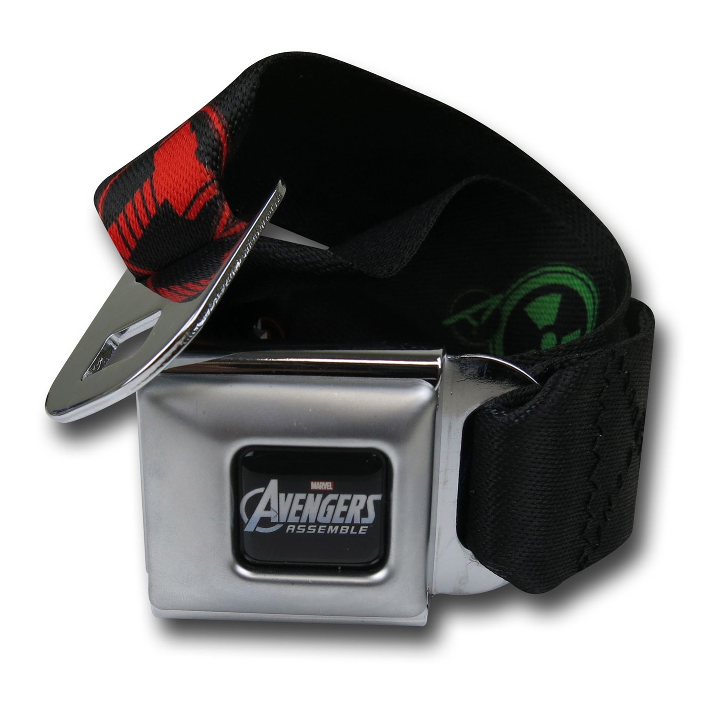 Avengers Color Symbols Seatbelt Belt, Black