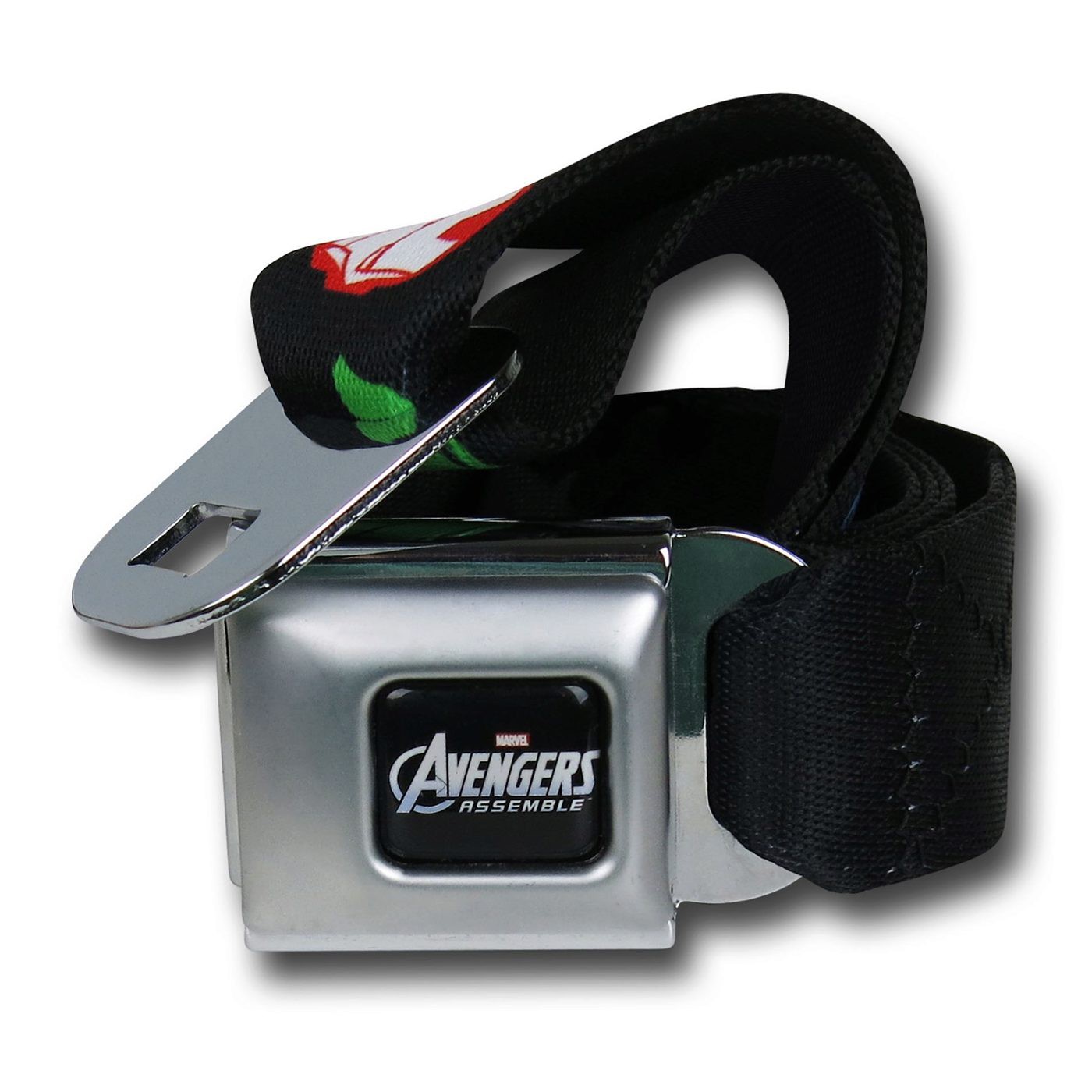 Avengers Logos and Symbols Seatbelt Belt, Black