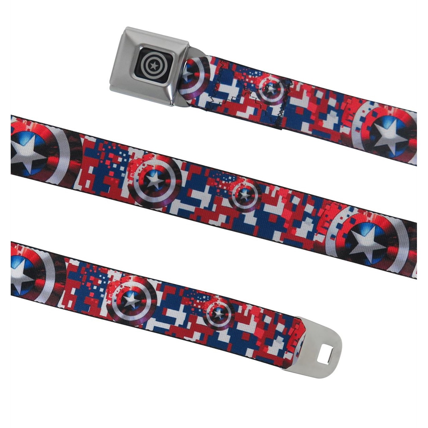 Captain America Camo Seatbelt Belt, Blue