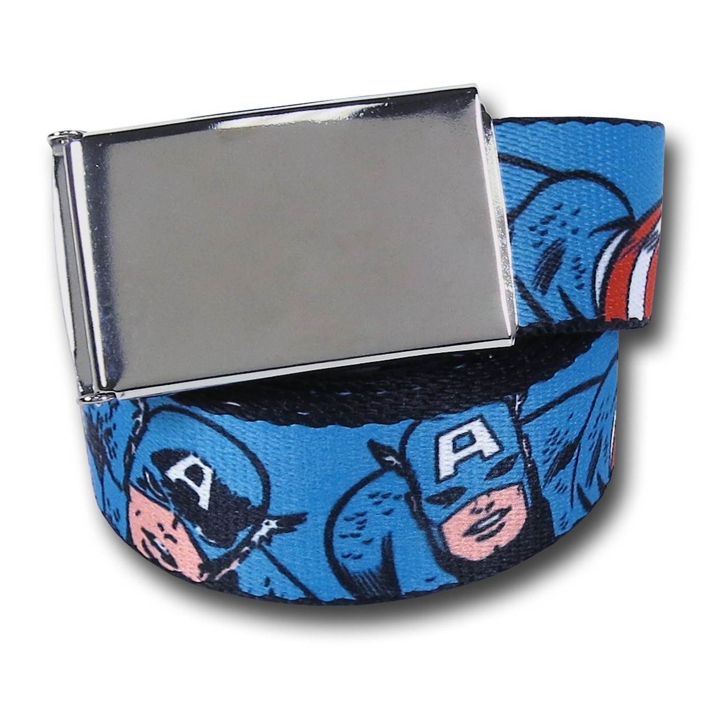 Captain America Retro Images Blue Web Belt, Blue