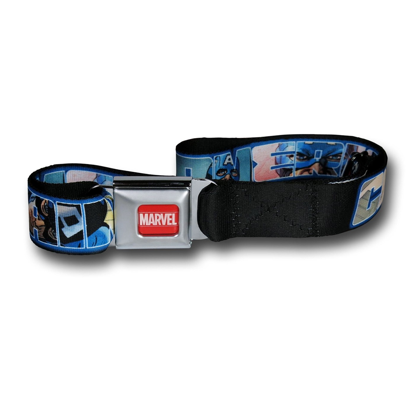 Captain America Letters Seatbelt Belt, Black