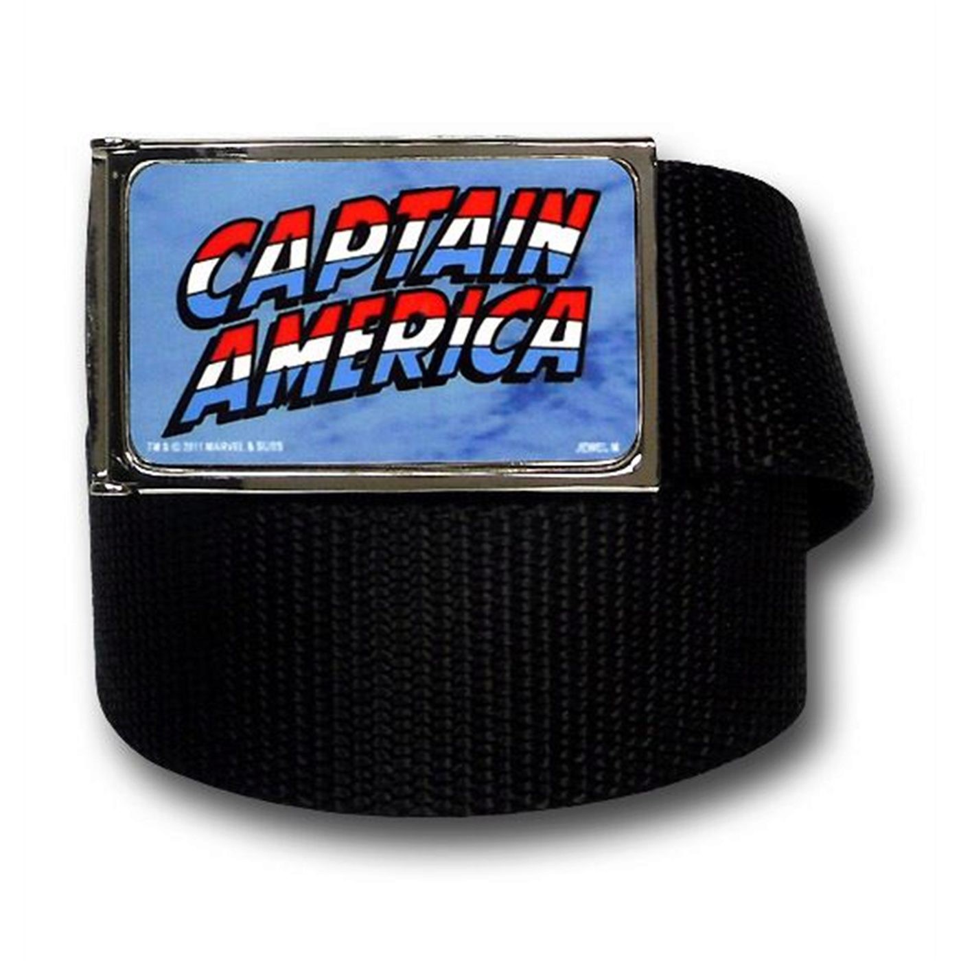 Captain America Logo Black Web Belt, Black