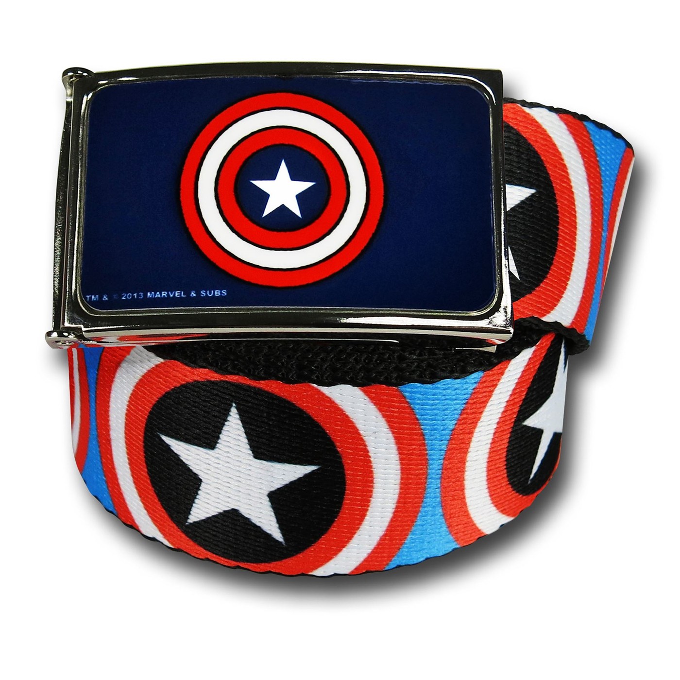 Captain America Shields on Blue Web Belt, Blue