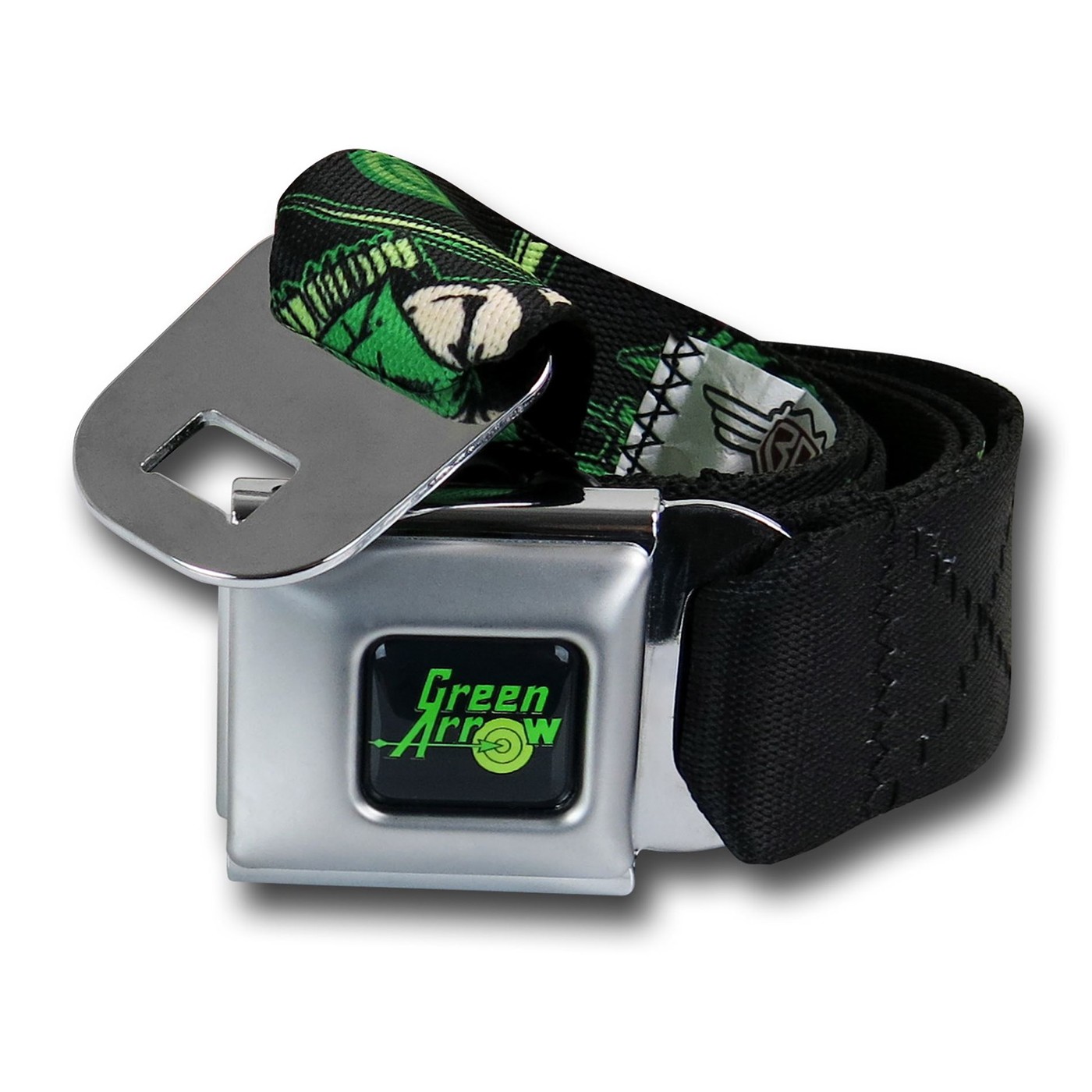 Green Arrow Seatbelt Belt, Black