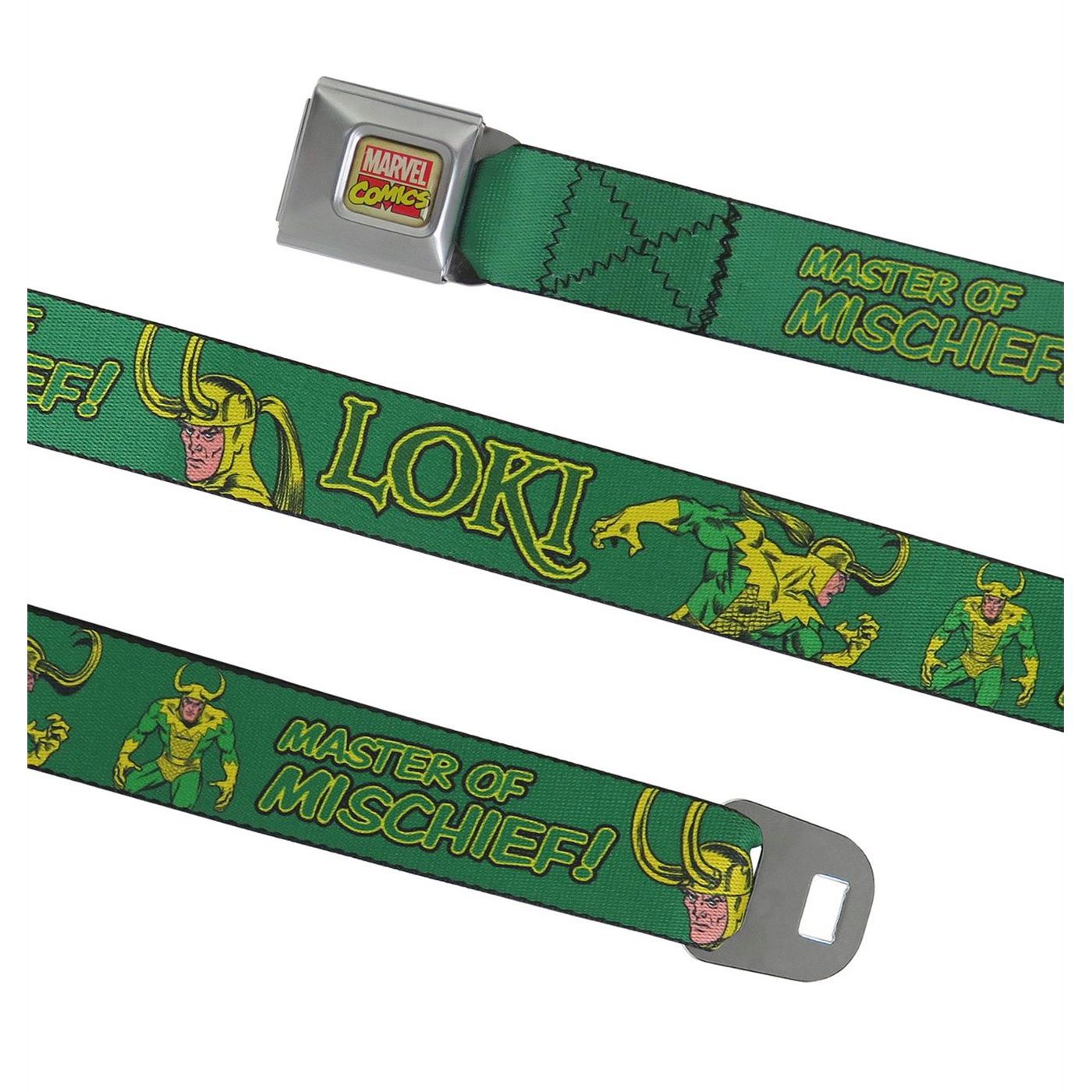 Loki Master of Mischief Seatbelt Belt, Green