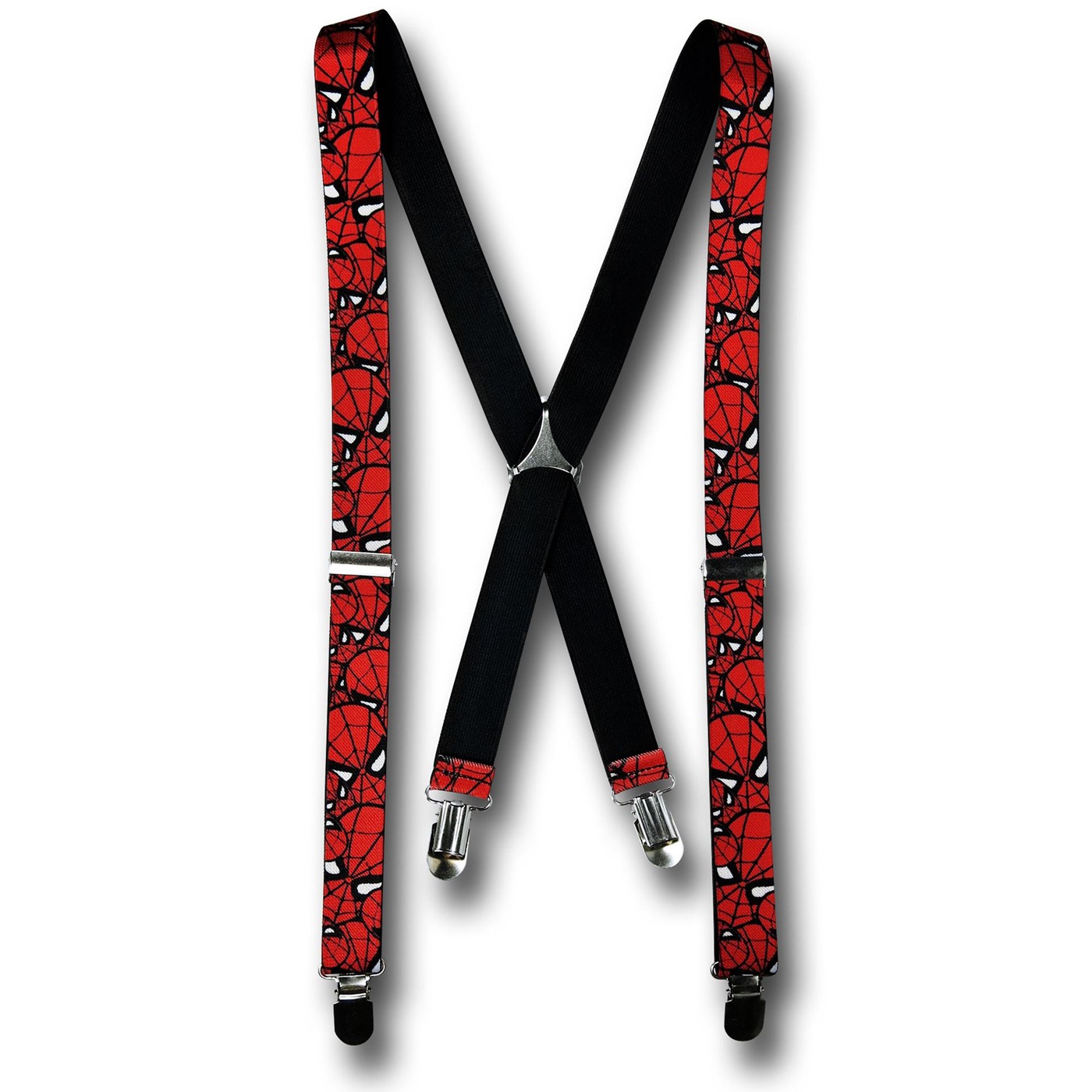 Spiderman Heads Suspenders, Red