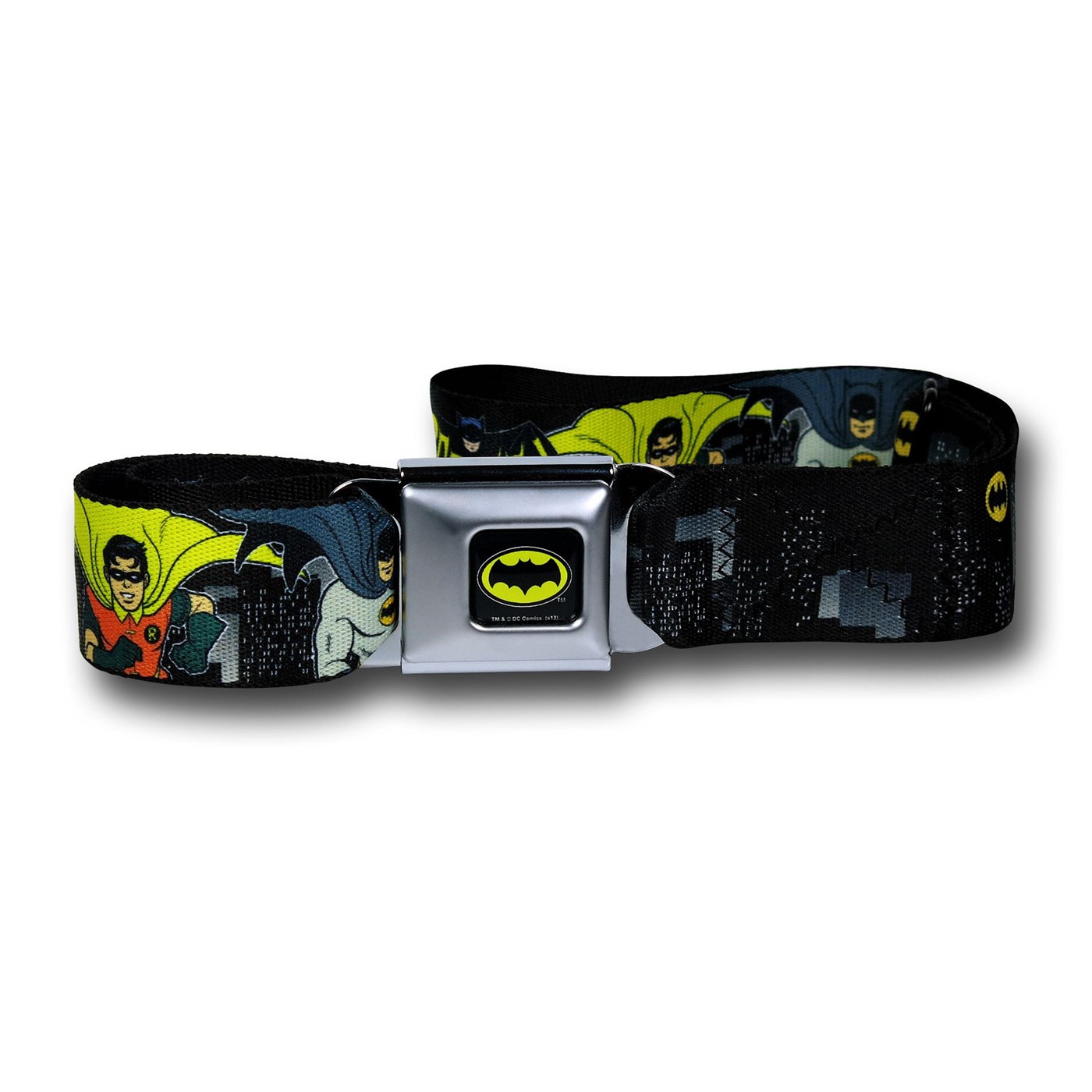 Batman 66 Batman and Robin Graphic Seatbelt Belt, Black