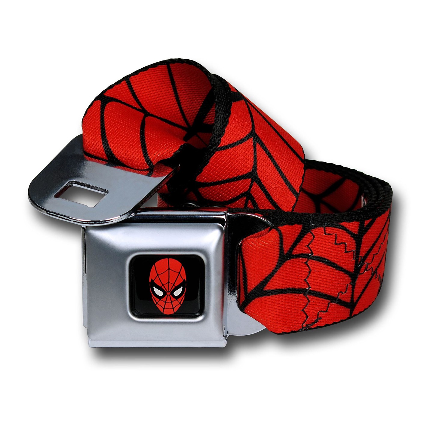 Spiderman Webs on Red Seatbelt Belt, Red
