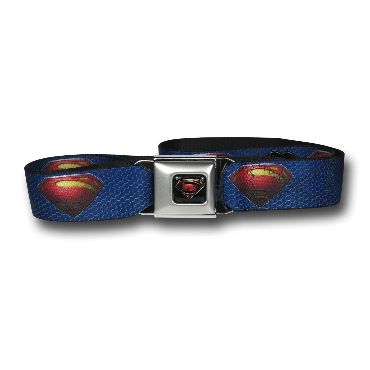 Superman Man of Steel Symbol Seatbelt Belt, Blue