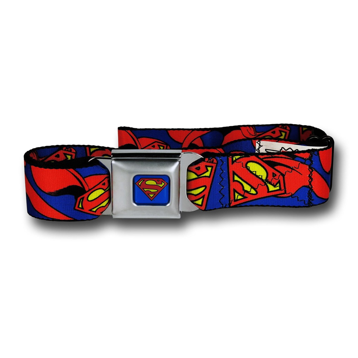 Superman Symbols and Capes Seatbelt Belt, Blue