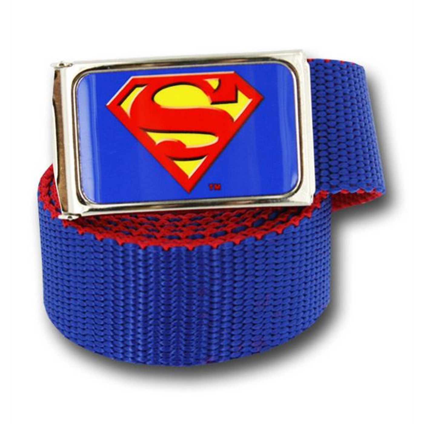 Superman Symbol Blue and Red Web Belt, Blue