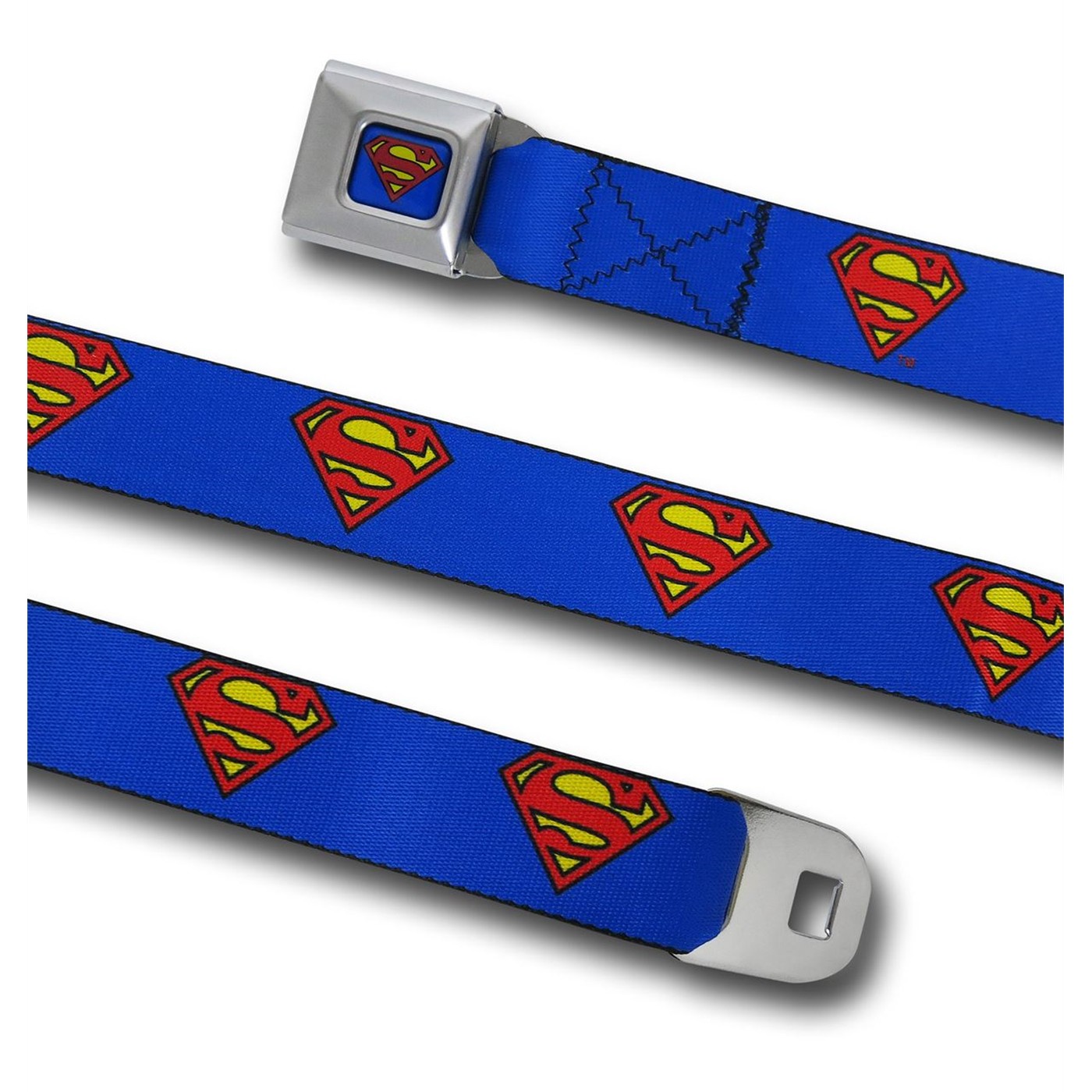 Superman Symbol Webbed Seatbelt Belt, Blue