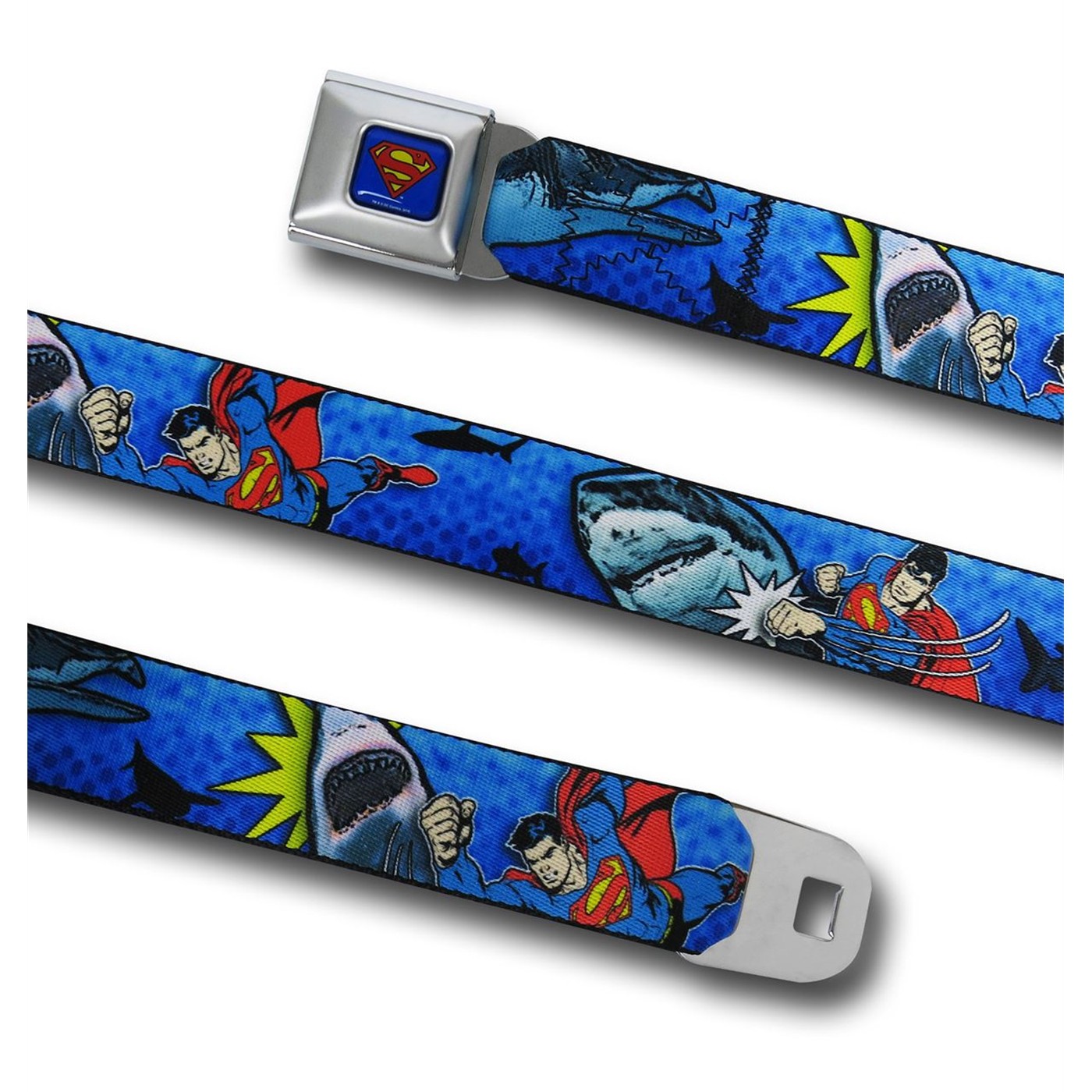 Superman Shark Punch Seatbelt Belt, Blue