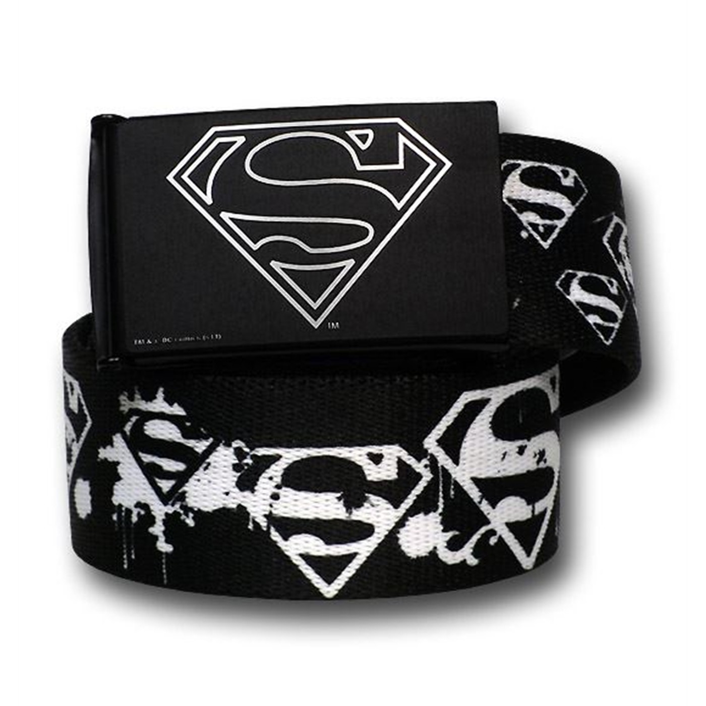 Superman White Spray Painted Web Belt, Black