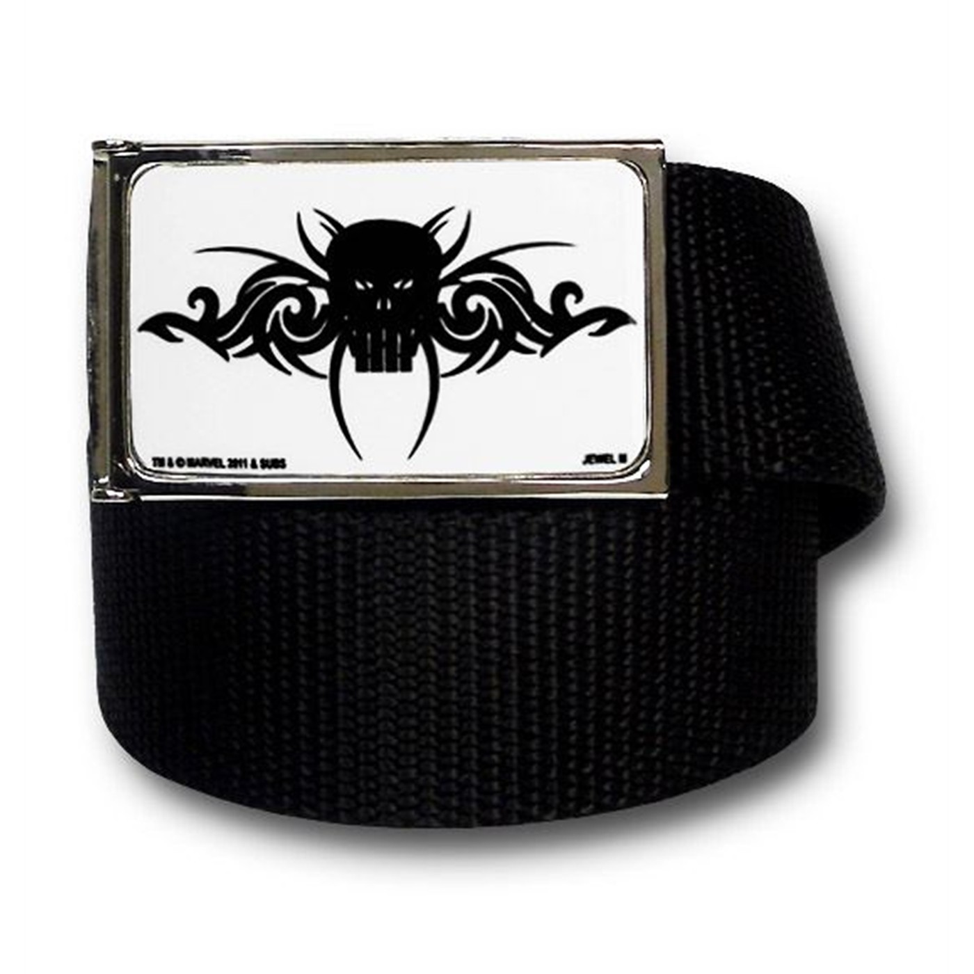 Punisher Tribal Skull BLACK Web Belt, Black