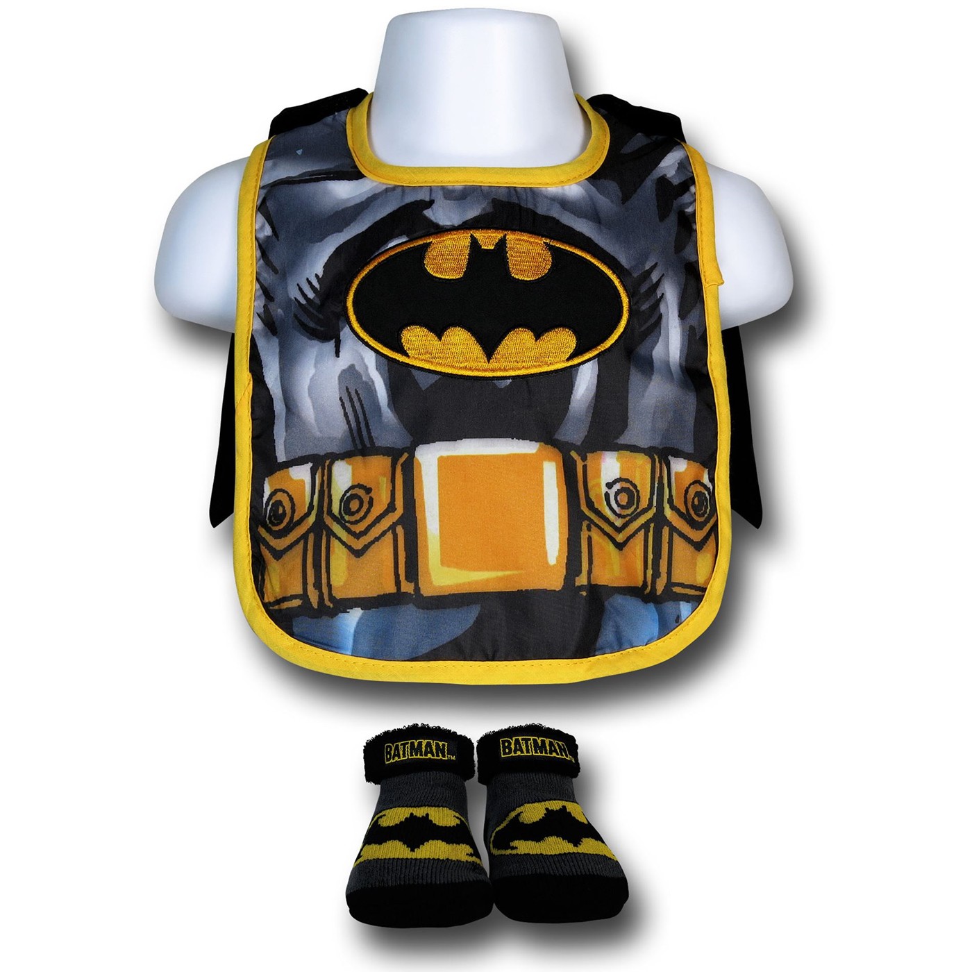 Batman Costume Bib with Cape & Booties, Black