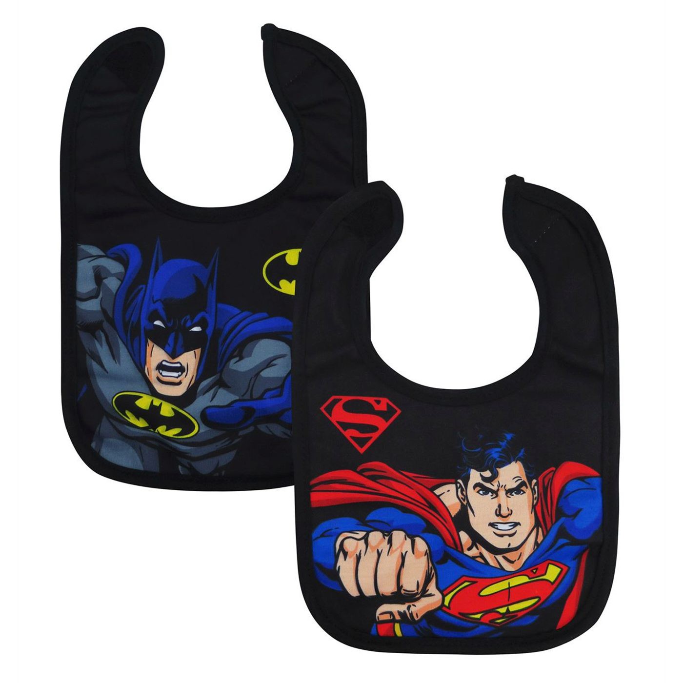 Batman & Superman Action Heroes Bib 2-Pack, Black