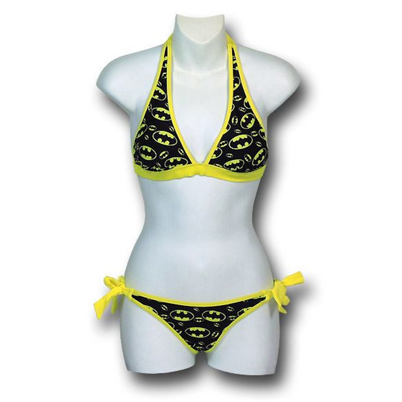Batgirl Symbols Women's Bikini Swimsuit With Ties, Black
