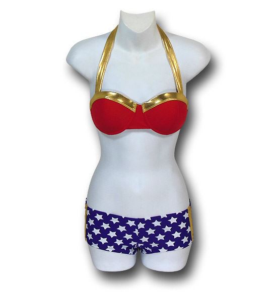 Wonder Woman Bandeau Bikini Women's Swimsuit, Red