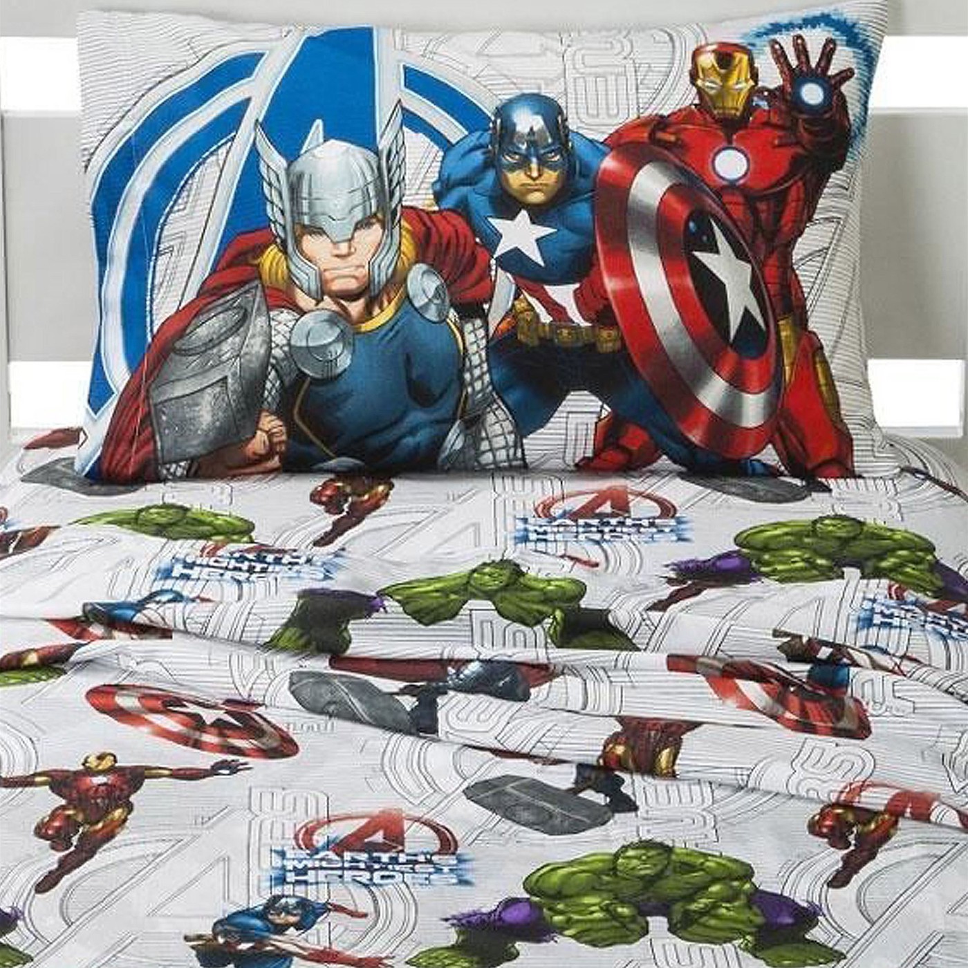 Avengers Earth's Mightiest Heroes Twin Sheet Set, White