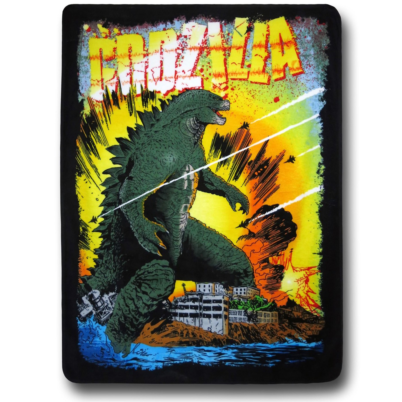 Godzilla Boom Throw Blanket, Black