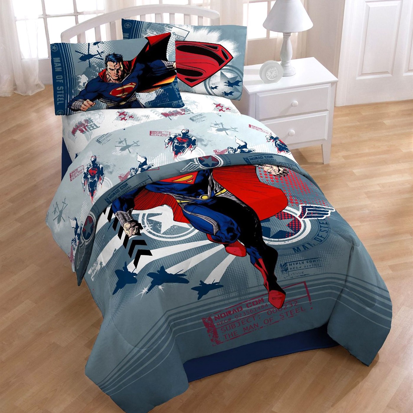 Superman Man of Steel Twin Comforter, Grey